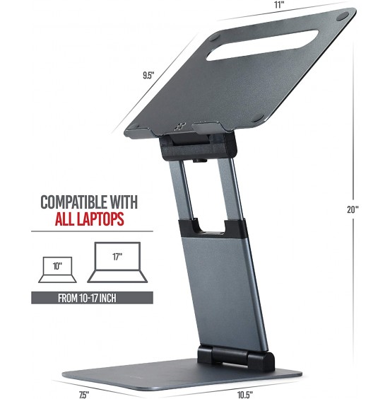 Ergonomic Laptop stand for desk, Adjustable height up to 20", Laptop riser computer stand for laptop, Portable laptop stands, Fits MacBook, Laptops 10 15 17 inches, Laptop holder and Laptop desk stand